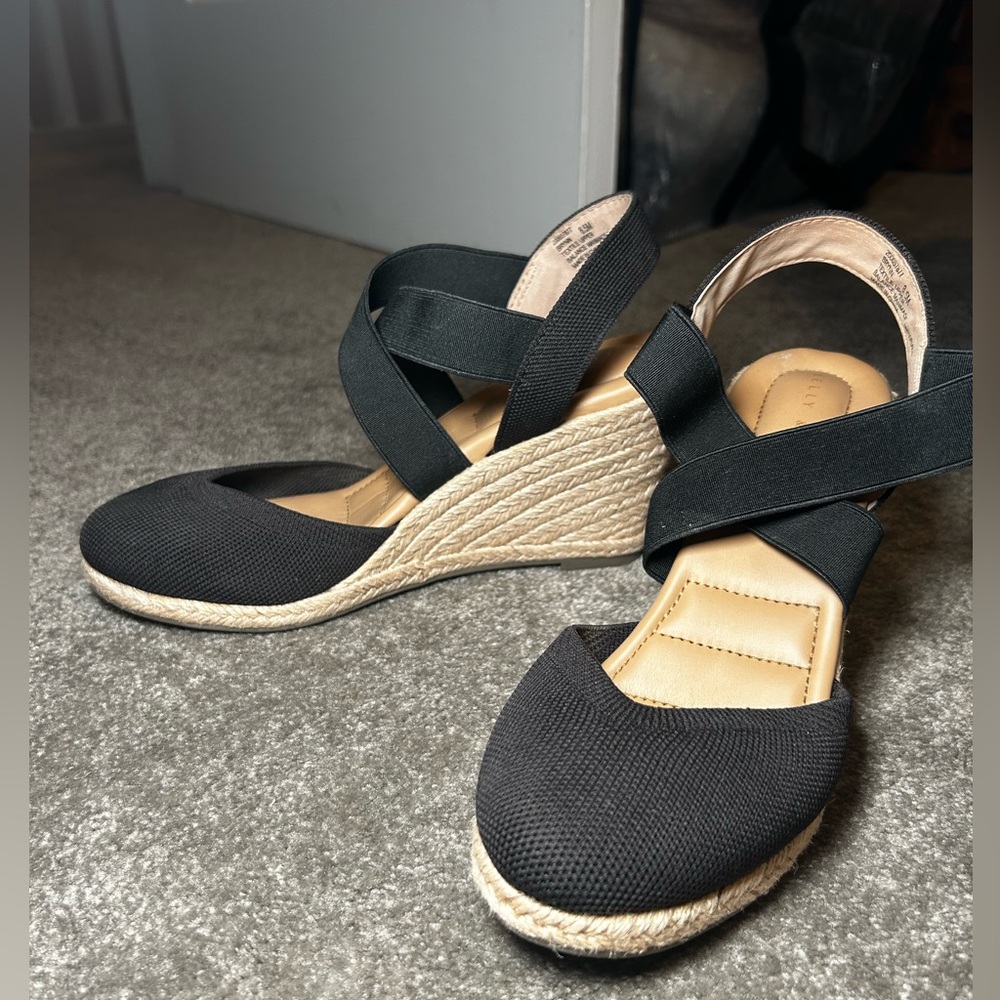 Kelly & Katie Black Espadrille Wedges